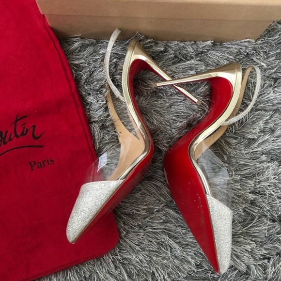 Christian Louboutin Optsling Glitter Ivory Gold
